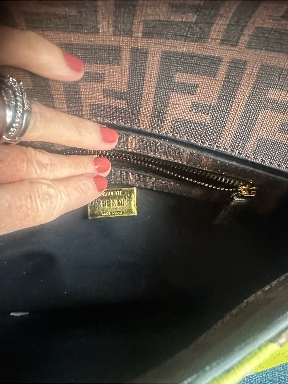 Fendi Brown Monogram Baguette with Yellow and Pink Graphic - Picture 6 of 12